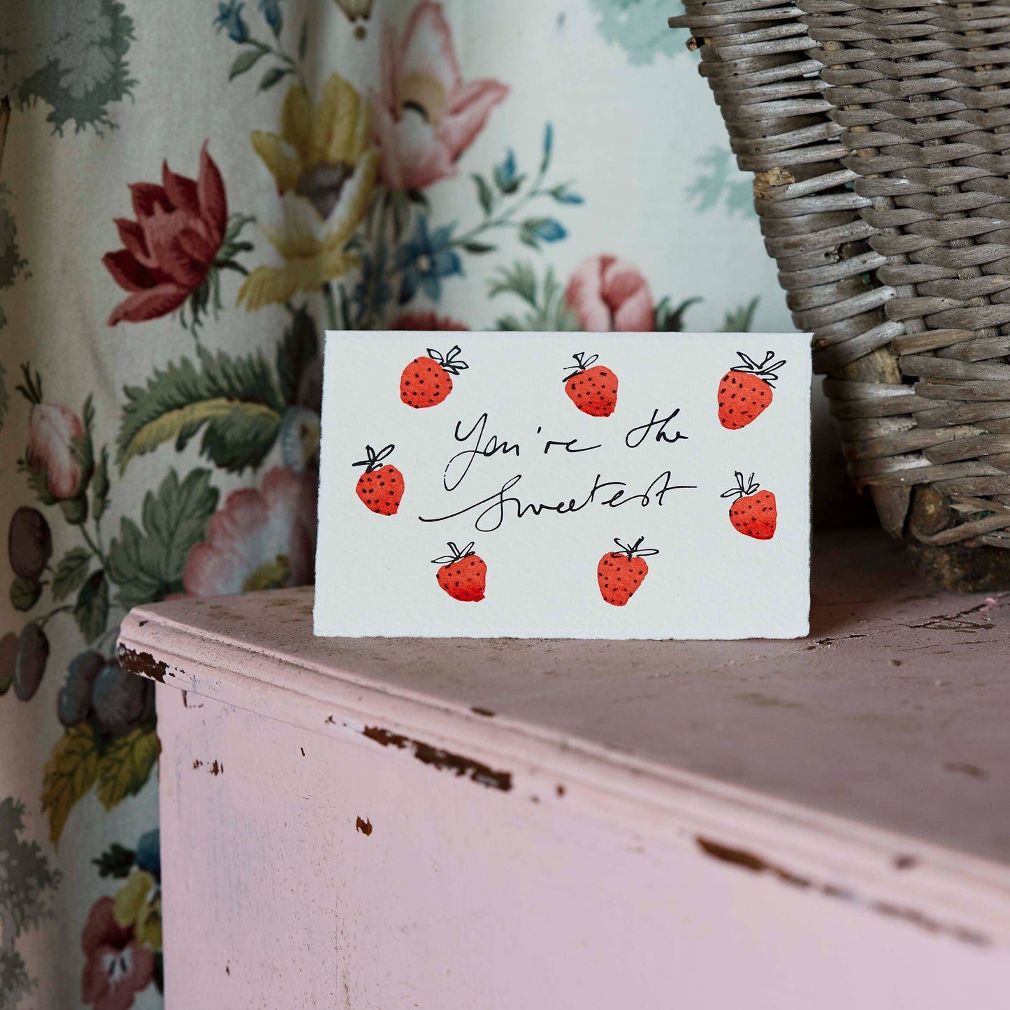 Scribble & Daub Hand Finished Cards - You're the Sweetest Strawberries