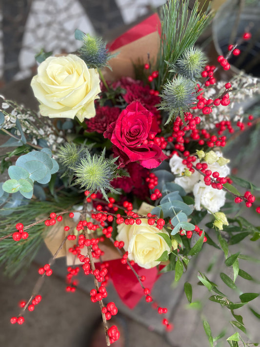 Broughton Street Flowers Christmas reds bouquet