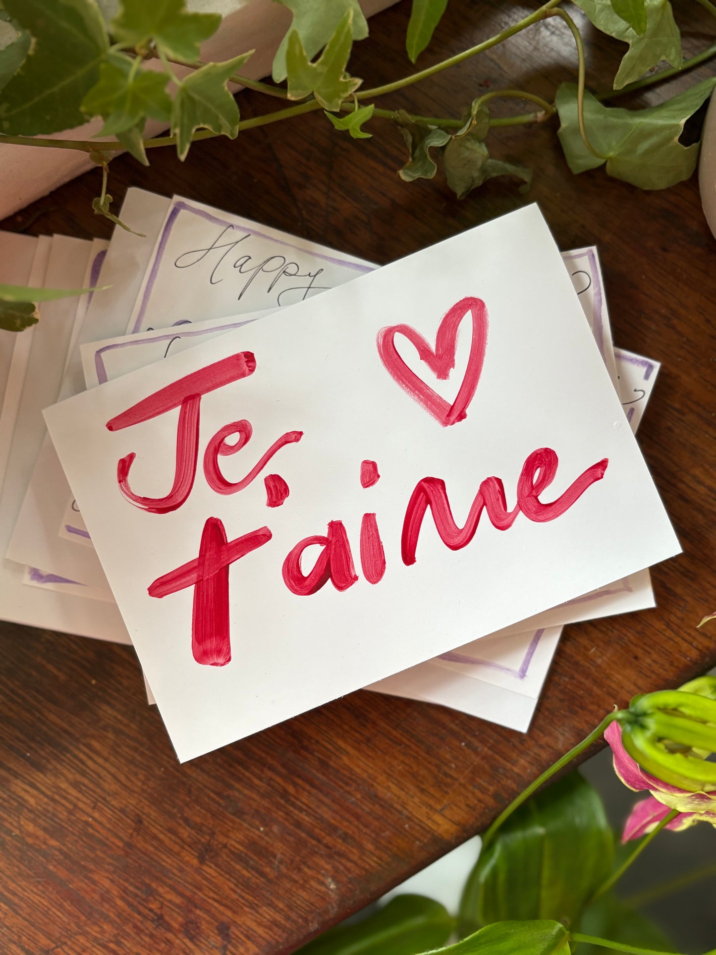 Broughton Street Flowers Press Je t'aime Valentine's Day card