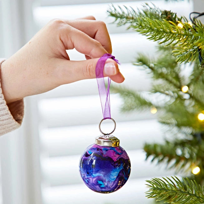 Fairtrade Hand-made Marbled Glass Baubles