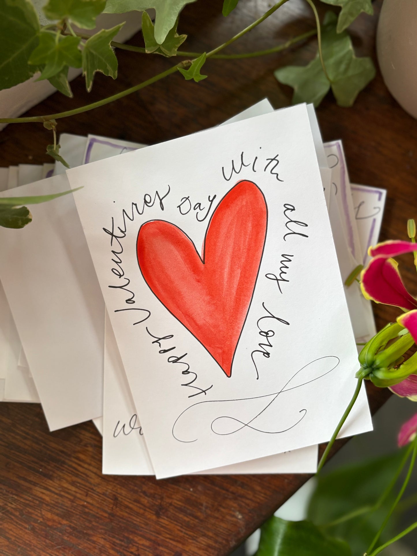 Broughton Street Flowers Press Happy Valentine's Day heart card