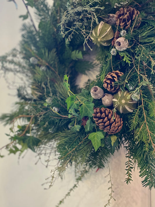 Wild and rustic winter wreath